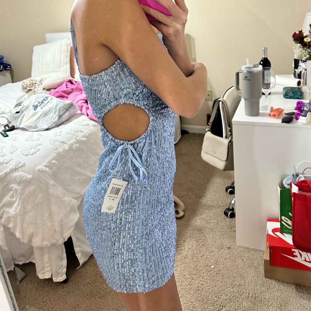light blue sequin dress